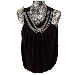 Micheal Kors size Medium black sleeveless tank top multiple silver chain detail